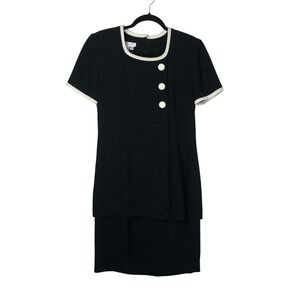 Talbots Vintage Womens Tiered‎ Black and White Dress Size 6 Old Money Classic